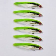 Handmade Chartreuse & White Bucktail/Rabbit Strip Streamer Flies, Lot of 7, listing 2