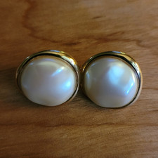 Vintage Monet Gold Tone Wavy Round Disc Clip-On Earrings — listing 5
