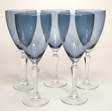 Vintage Smoke Gray Optic Swirl Wine Goblet with Straight-Sided Bowl — listing 2