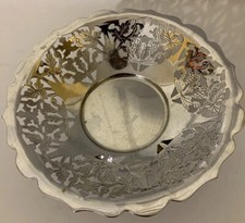 Farber Bros Krome Kraft Art Deco Nude Figural Chrome Compote with Pierced Grapevine Bowl — listing 5