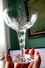 Cut Crystal Champagne / Wine Bucket with Scrolled Applied Handles and Swirl Cut Pattern
