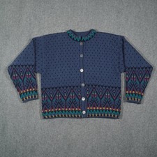 Dale of Norway XL Wool Cardigan Sweater with Pewter Clasps and Embroidered Placket — listing 2