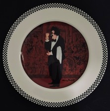 White Octagonal Dinner Plate with Black & White Checkered Rim — listing 5