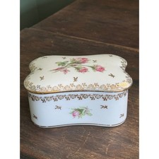 Vintage Scalloped Oval Porcelain Trinket/Nut Dish with Gold Scrollwork