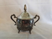 Leonard Silver Plate Footed Sugar Bowl with Scroll Handle — listing 3