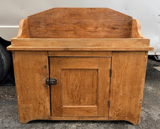 Vintage Colonial-Style Pine Dry Sink Washstand Cabinet with Backsplash Gallery — listing 3