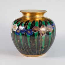 Japanese Baluster-Form Porcelain Vase with Hand-Painted Iris and Floral Decoration — listing 5