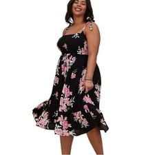 Torrid Floral Smocked Bodice Puff-Sleeve Midi Dress — listing 5
