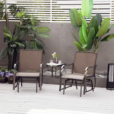 3-Piece Outdoor Patio Bistro Set - Two Sling Stacking Chairs & Glass-Top Side Table — listing 3