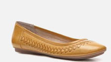 Andrew Geller Women's Leather Ballet Flats with Bow and Snakeskin Cap Toe