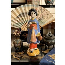 Vintage Japanese Bisque Porcelain Hakata-Style Figurine of Seated Woman Grinding Sesame with Mortar and Pestle (Suribachi) — listing 3