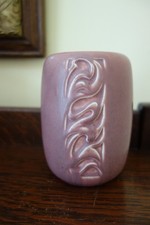 Rookwood Pottery Matte Mauve Baluster Vase with Molded Leaf Design — listing 6