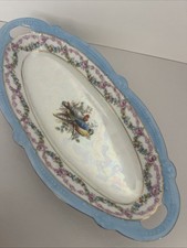 German Porcelain Rectangular Serving Tray with Cobalt Blue and Gold Rococo Border — listing 6