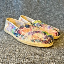 TOMS Green Crochet Lace Classic Alpargata Slip-On Flats, Women's Size 7.5