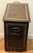 Antique Toleware Coal Hod / Purdonium with Hand-Painted Floral Decoration — listing 6