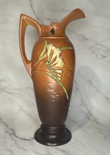 Roseville Pottery Freesia Ewer #902-10" in Brown (Tangerine) — listing 2