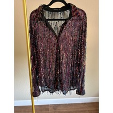 Sheer Black Mesh Short-Sleeve Dress with Red Sequin Lips Patch — listing 6