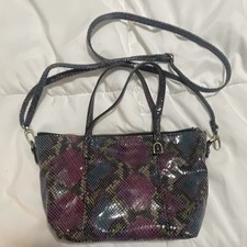 Tan Pebbled Leather Slouchy Hobo Shoulder Bag with Snakeskin Flap Accent — listing 6