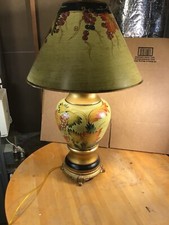 Vintage Grapevine Root Table Lamp with Green Drum Shade