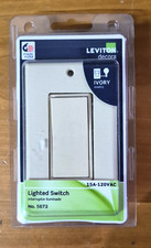Leviton Decora Single Pole Grounding Lighted Rocker Switch, White, 15A-120V, Model 104-05611-2WS, listing 2