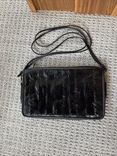 Genuine Eel Skin Leather Foldover Clutch/Flap Wallet in Grey — listing 3