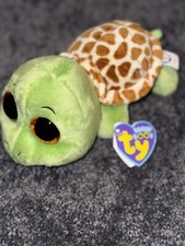 TY Beanie Boo Turtle Plush - Pink with Purple Rose Shell and Glitter Eyes