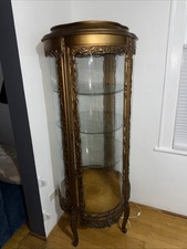 Louis XV Style Serpentine Glass Curio Display Cabinet with Cabriole Legs — listing 2