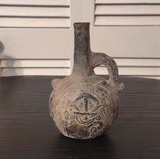 Pre-Columbian Style Blackware Seated Anthropomorphic Figure Vessel