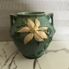Roseville Pottery Clematis Cookie Jar in Brown/Green Glaze — listing 5