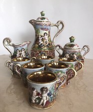 Capodimonte GV Gold Gilt Cherub Relief Coffee Set with Cups — listing 4