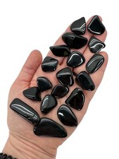 Tumbled Black Tourmaline Pocket Stone with White Inclusions, listing 6