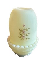 Fenton Burmese Glass Fairy Lamp with Hand-Painted Tree Landscape — listing 6