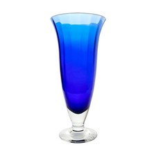 Cobalt Blue Optic Ribbed Footed Glass Vase — listing 2