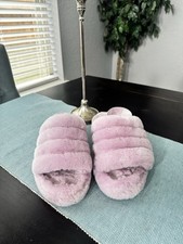 UGG Fluff Yeah Slide Slippers, Black with White Logo Strap, Women's Size 7, listing 3
