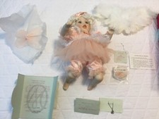 Porcelain Sitting Fairy Baby Doll in Pink Dress with Glitter Wings — listing 5