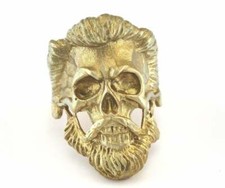 Adjustable Skull Signet Band Ring on Ball Chain, Antiqued Silver-Tone — listing 3