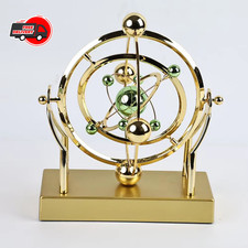 Set of 2 Chrome Perpetual Motion Kinetic Sculptures - Ferris Wheel & Gyroscope Orbital Desk Toys
