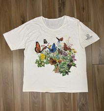 Vintage 90s Purple Butterfly Floral Graphic Single Stitch T-Shirt — listing 3