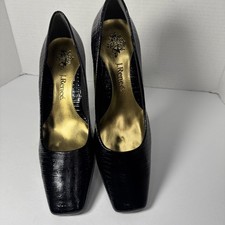 J. Renee Black Croc-Embossed Pointed-Toe Ankle Strap Pumps, Size 7M — listing 4