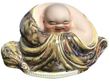 Chinese Porcelain Laughing Buddha (Budai) with Five Children Figurine