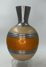 Vintage Spun Aluminum Trumpet-Form Bud Vase with Pedestal Base — listing 2