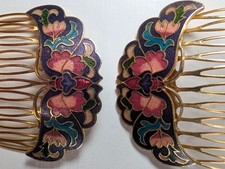 Vintage Cloisonné Enamel Butterfly Hair Pin / Bobby Pin, Gold-Tone