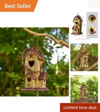 Rustic Handmade Hanging Birdhouse with Weathered Metal Roof — listing 5