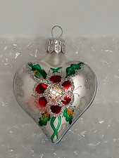 Mercury Glass Sacred Heart with Metal Rose Finial (Milagro Corazón) — listing 2