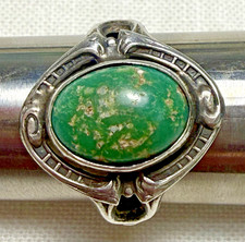 Vintage Southwestern Sterling Silver Men's Ring with Square Turquoise Cabochon — listing 4