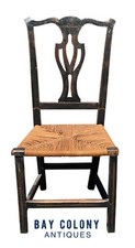 Antique 18th Century Country Chippendale Vase-Splat Side Chair, Solid Plank Seat — listing 2