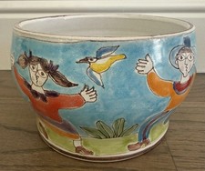 Vintage Italian Hand-Painted Pottery Vase/Beaker with Bridge Landscape Scene — listing 5