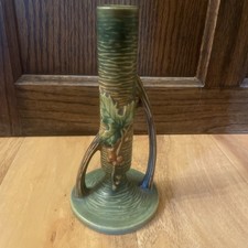 Roseville Pottery Bushberry Russet Brown Two-Handled Floor Vase #157-8 — listing 6