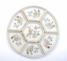 Chinese Famille Rose Porcelain Sweet Meat / Lazy Susan Serving Set in Lacquered Wood Box — listing 5