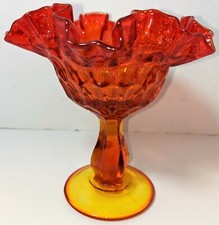 Amberina Thumbprint Ruffled Crimped Compote / Pedestal Candy Dish — listing 5